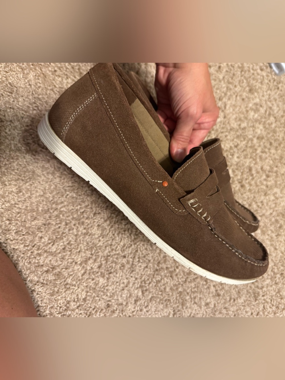 Modern Fiction Men's Brown Suede Penny Loafers Parker Style 9.5 - Picture 6 of 7